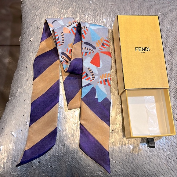 FENDI - ROMA - silk wrappy neck bow bandeau, multicolored - Picture 1 of 9